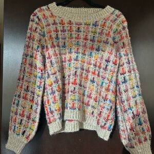 Andrew Marc NY Rainbow Metallic Tinsel Knit Sweater